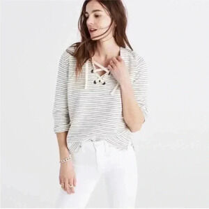 Madewell Striped Lace-Up Top